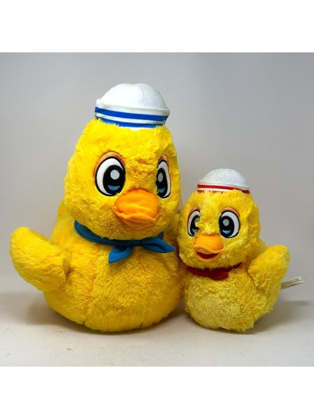 CLASSIC TOY Lot 2 Yellow Sailor "Rubber Ducky" Ducks Large Small Plush Hat Scarf